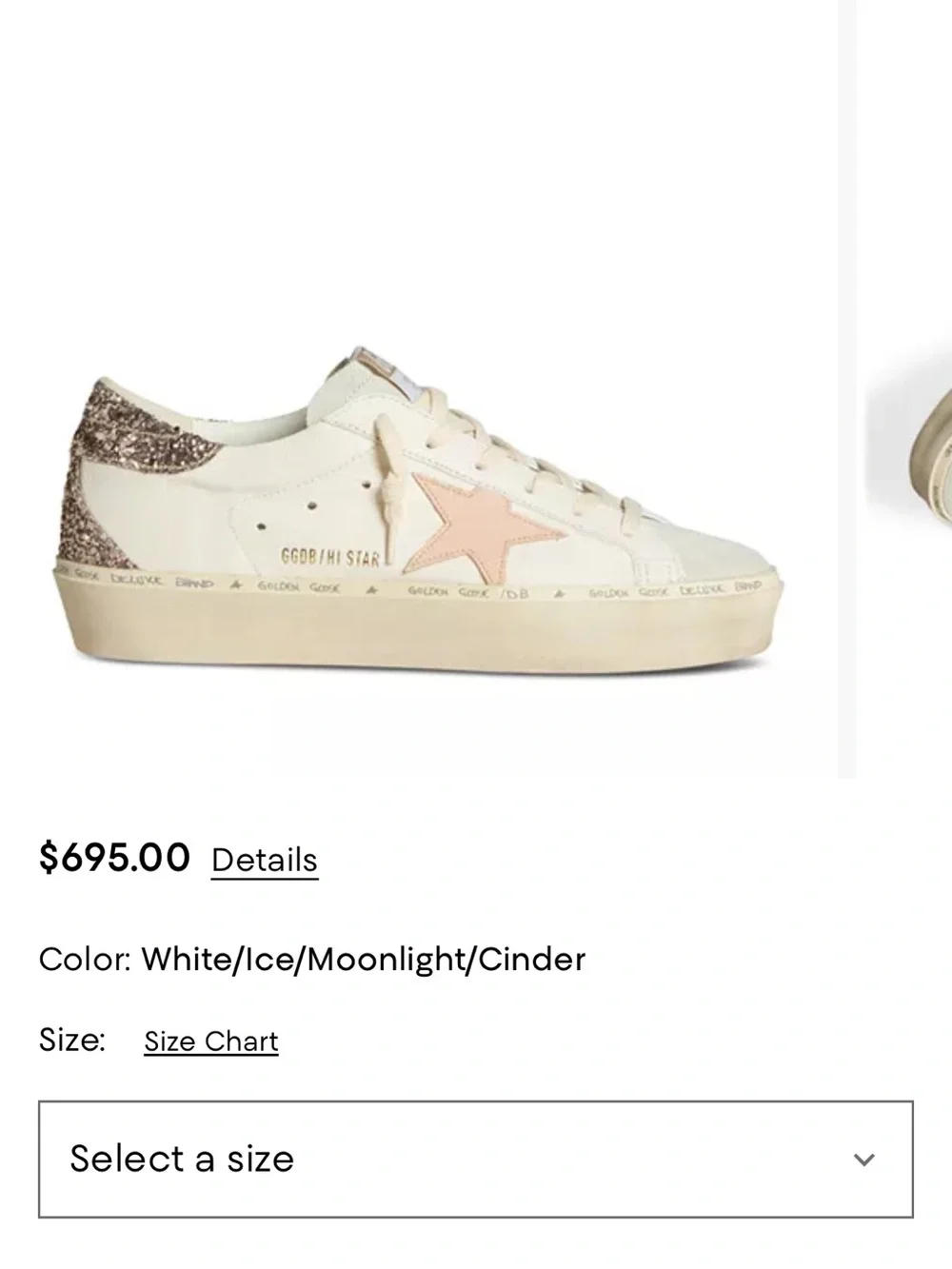 Golden Goose Hi Star with Pink Star and Gold Glitter Heel (never worn)